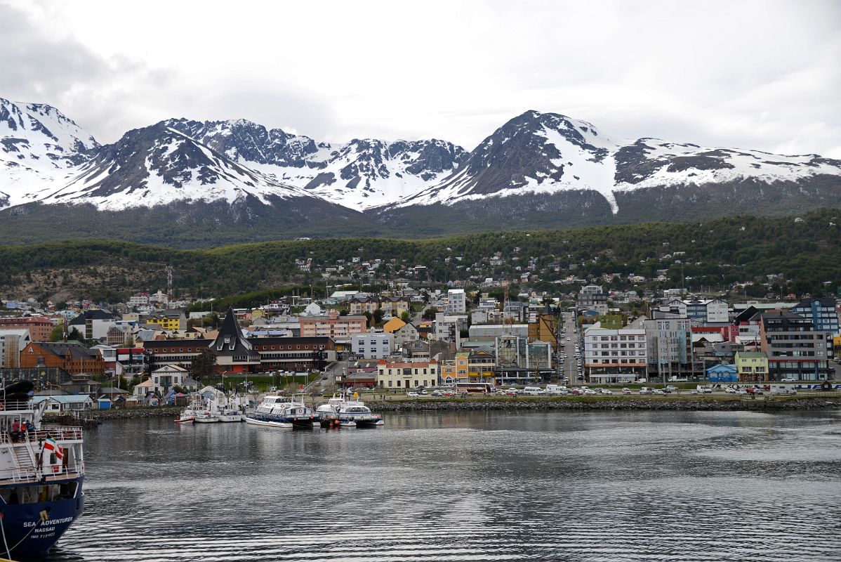 01D Ushuaia Downtown Area With Martial Mountains Above From Cruise Ship Leaving For Antarctica